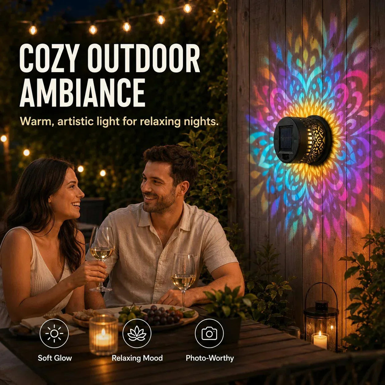Solar Mandala Light – Stunning Pattern Projection / IP65 Waterproof / Auto On/Off