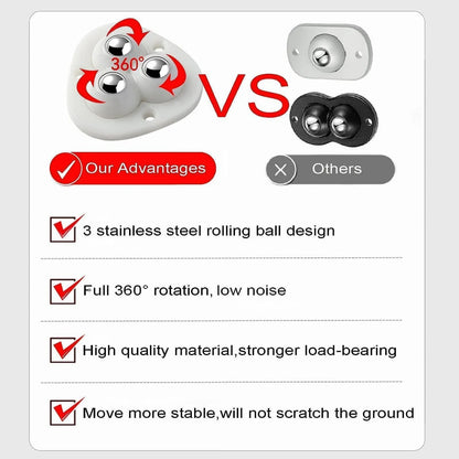 Blinkaroo's Heavy Duty Rotating 3 Steel Balls Moving Wheels ( Furniture Mover Wheels )