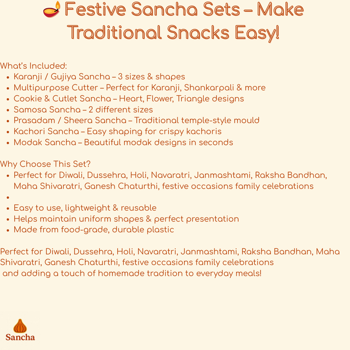 Festive Sancha Sets : Make Traditional Sweets and Snacks Easy! ( Set of 13 )