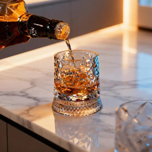 Luxury Rotating Whiskey Glass with Rotating Coaster