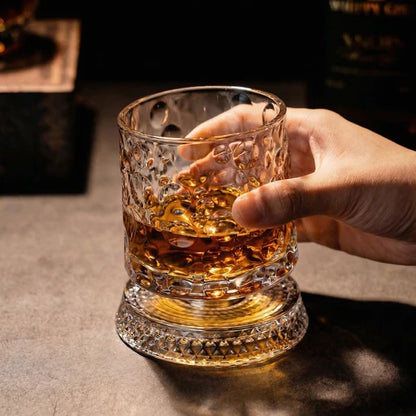 Luxury Rotating Whiskey Glass with Rotating Coaster