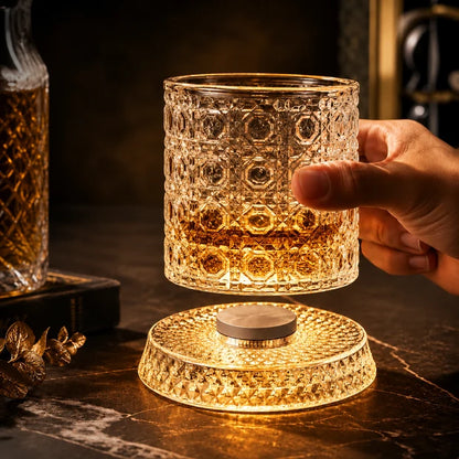 Luxury Rotating Whiskey Glass with Rotating Coaster