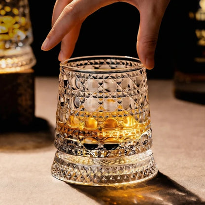 Luxury Rotating Whiskey Glass with Rotating Coaster