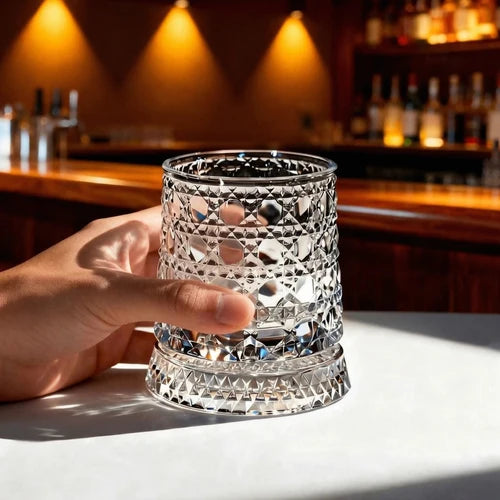 Luxury Rotating Whiskey Glass with Rotating Coaster