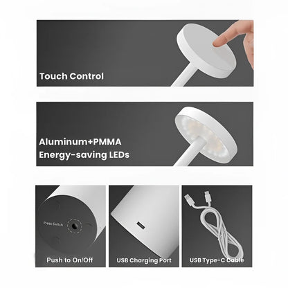 Blinkaroo's Touch LED Table Lamp – Minimal Rechargeable, Dimmable & Cordless LED Light