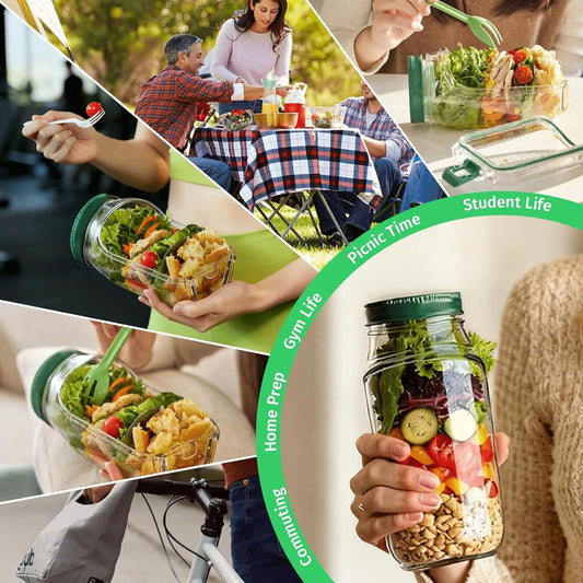 FreshLayer Salad Container - Layer, Shake & Enjoy Fresh Meal Prep