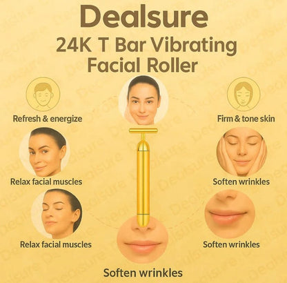 24K Gold Energy Beauty Bar Electric Facial Massage Roller