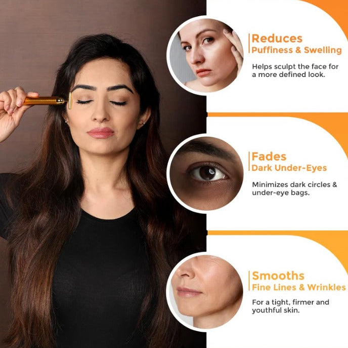 24K Gold Energy Beauty Bar Electric Facial Massage Roller