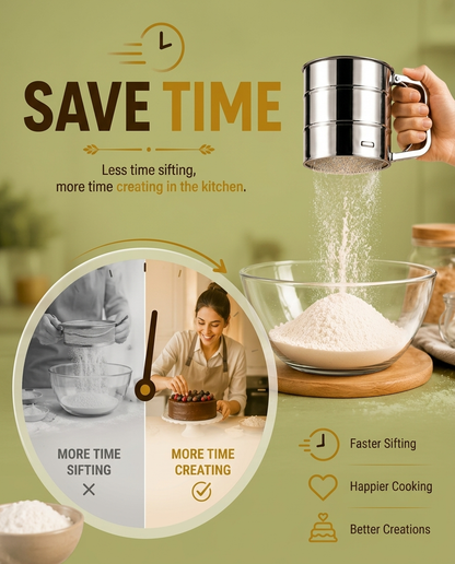 Stainless Steel Flour Sifter With Handle (Atta Chalni)