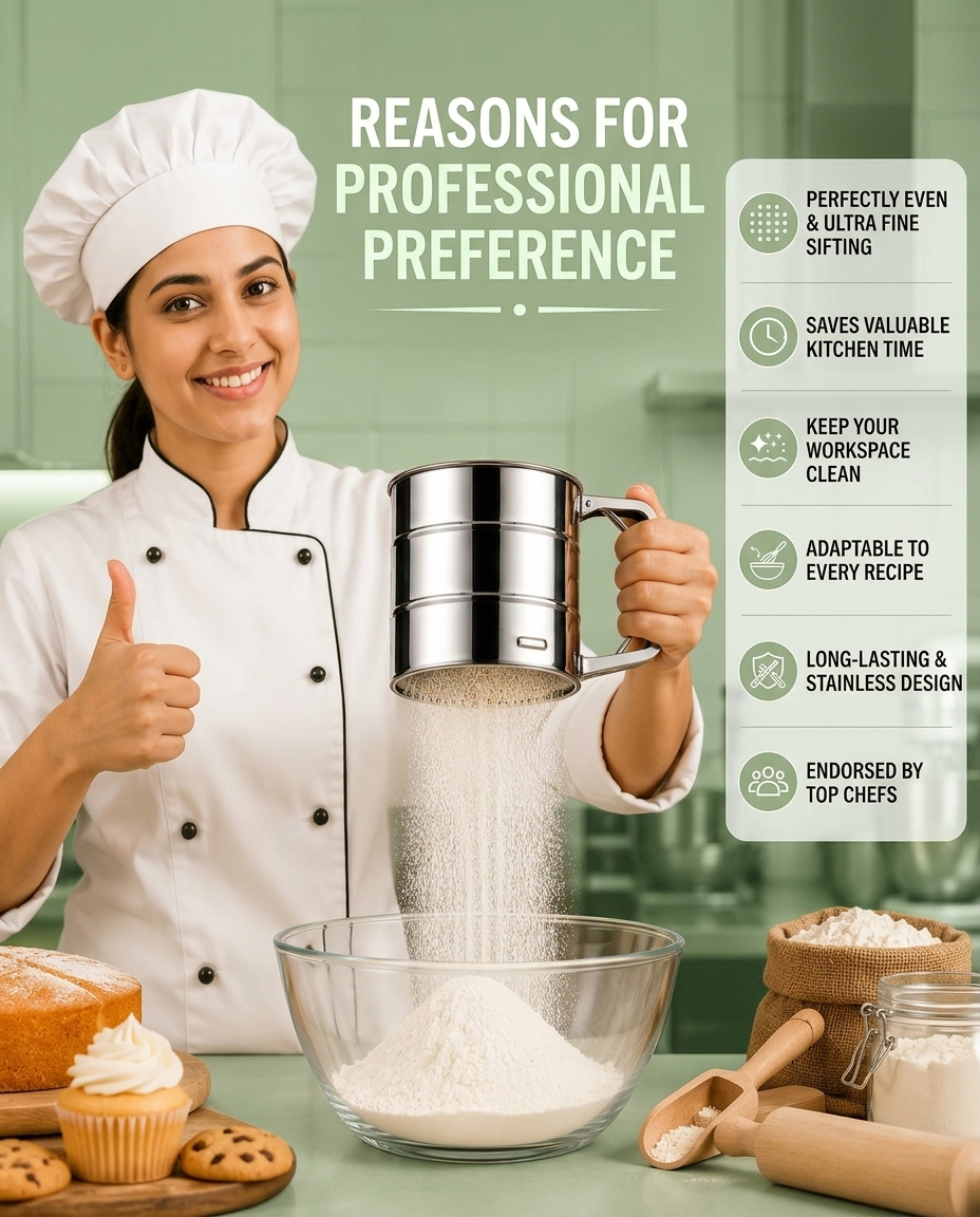 Stainless Steel Flour Sifter With Handle (Atta Chalni)