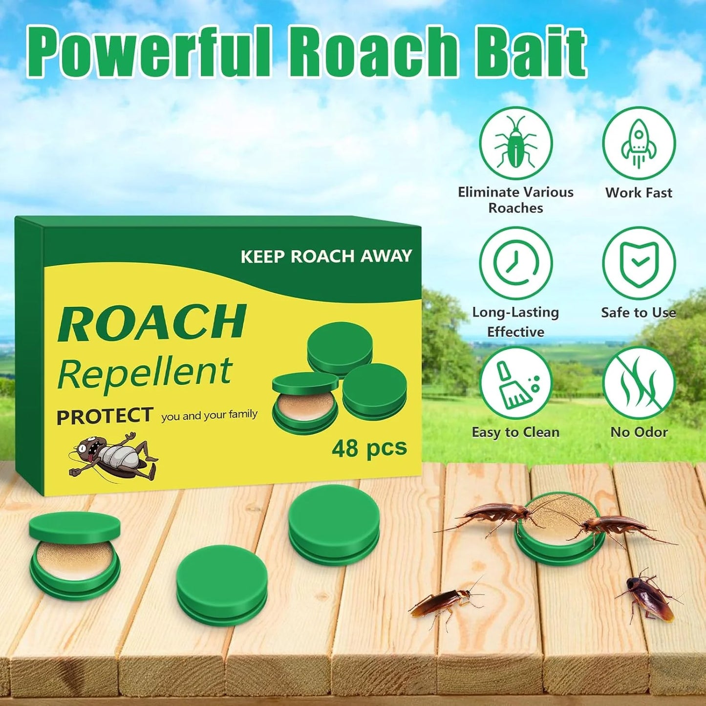 RoachShield Natural Gel – Safe & Powerful Cockroach Killer for Kitchens, Bathrooms & Cabinets ( 24 Pcs )