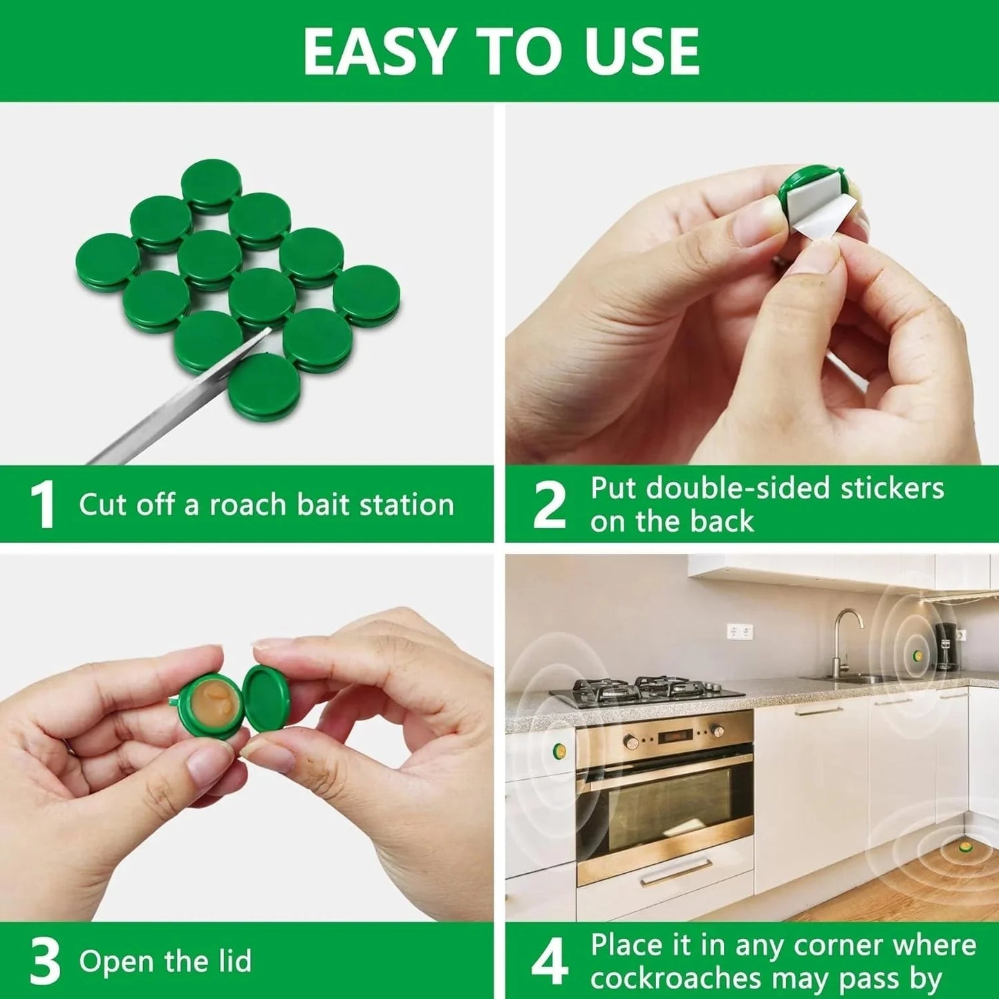 RoachShield Natural Gel – Safe & Powerful Cockroach Killer for Kitchens, Bathrooms & Cabinets ( 24 Pcs )